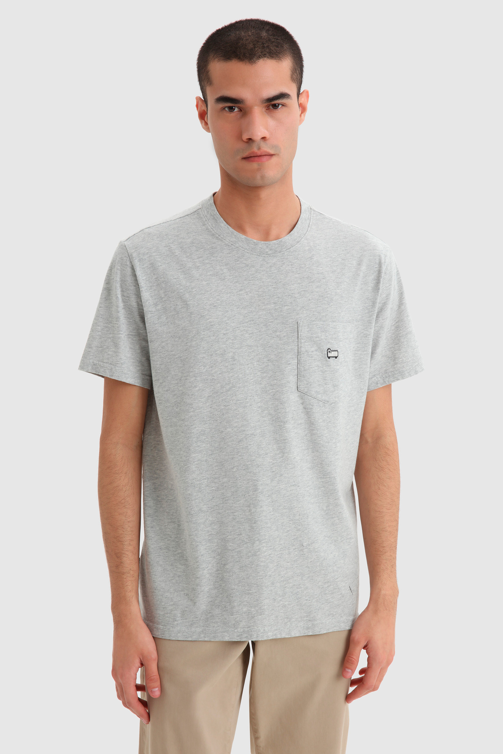 T-Shirt with Chest Pocket Grey | Woolrich