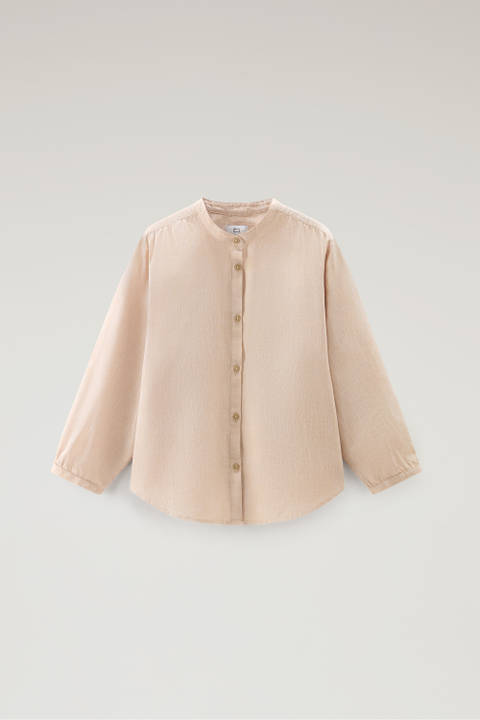 Girls' Band Collar Shirt in Cotton-linen Blend Beige photo 2 | Woolrich