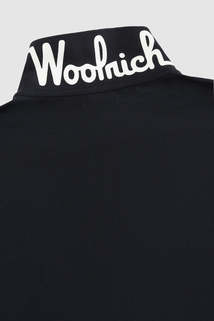 Polo de algodón puro con logotipo vintage en el cuello azul photo 8 | Woolrich