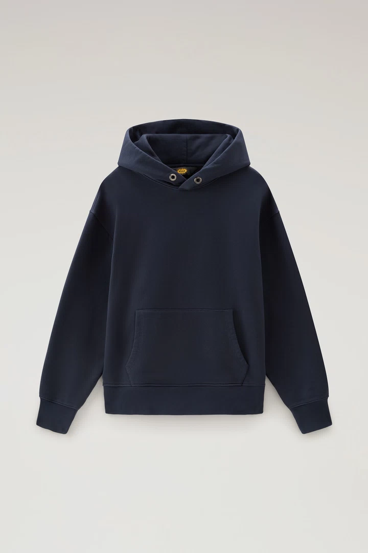 Hoodie in Pure Cotton - Men - Blue
