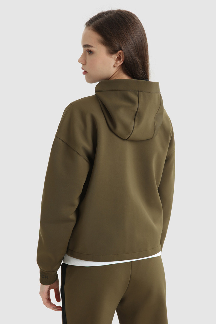 Felpa con cappuccio e cerniera nascosta donna verde | Woolrich Italia