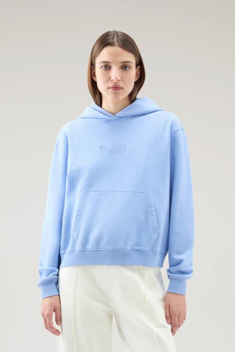 Sweatshirt aus reiner Baumwolle mit Kapuze und aufgesticktem Logo Blau | Woolrich