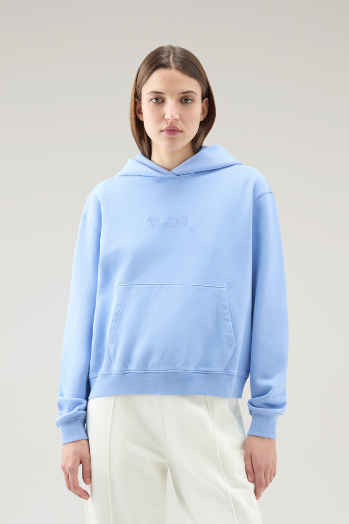 Sweatshirt in Pure Cotton with Hood and Embroidered Logo Blue photo 1 | Woolrich