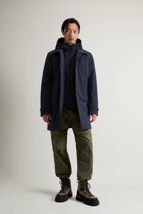 2-In-1 Stretch Nylon Overcoat Blue | Woolrich