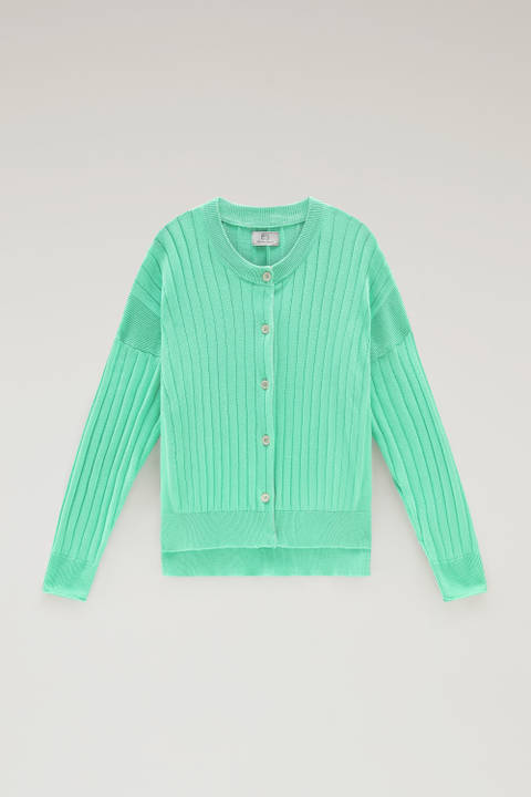 Wide Ribbed Cardigan in Pure Cotton Green photo 2 | Woolrich