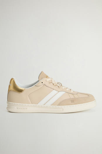 Doubleu Tennis Sneakers in Leather with Suede Inserts Beige | Woolrich