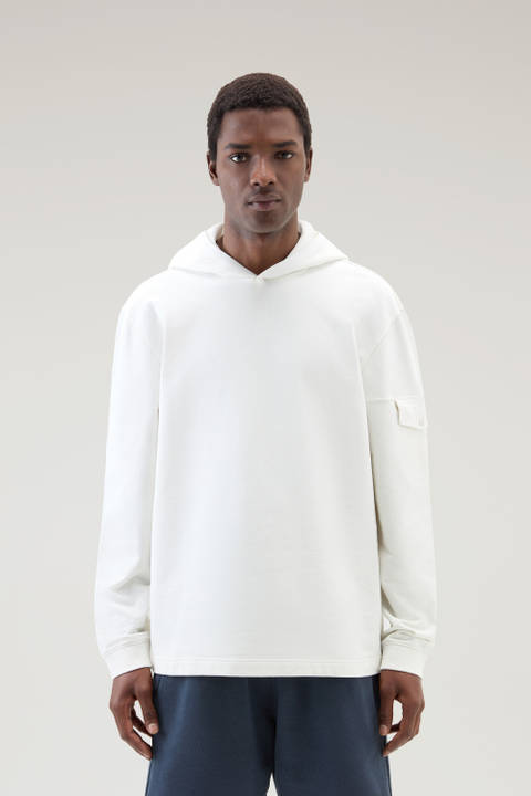 Sweat-shirt à capuche en pur coton avec poche Blanc | Woolrich