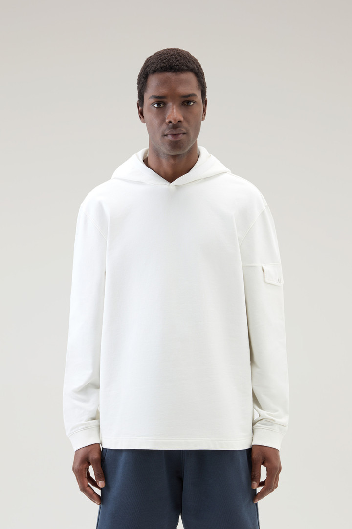 Hooded Pure Cotton Sweatshirt with Pocket White photo 1 | Woolrich