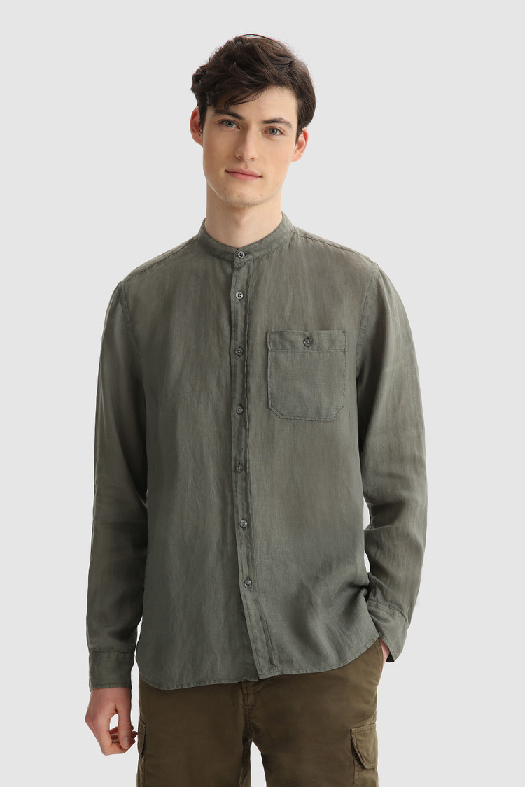 Camisa con cuello mao de lino