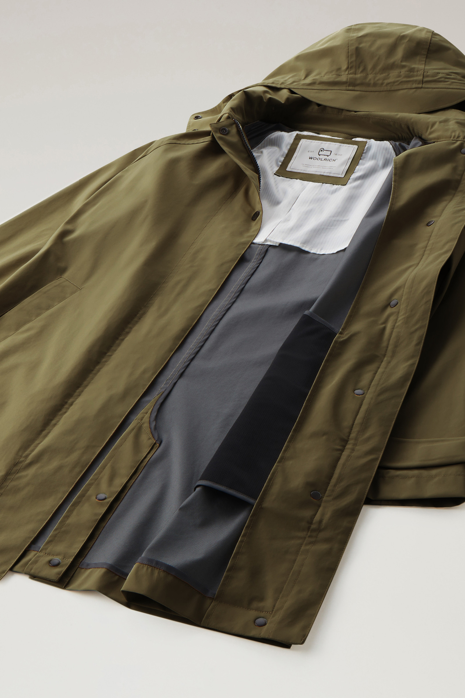 Fayette Light Trench Coat with Detachable Hood Green photo 11 | Woolrich