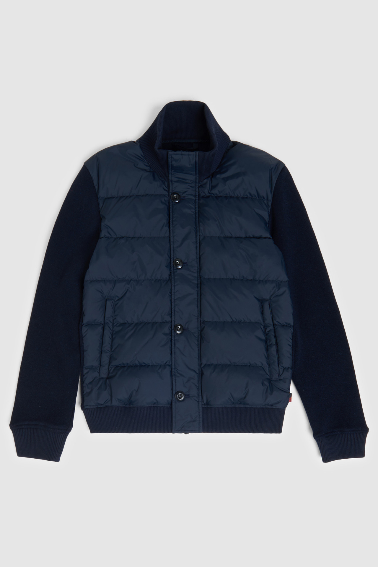 Padded Jacket With Wool-Cotton Blend Sleeves