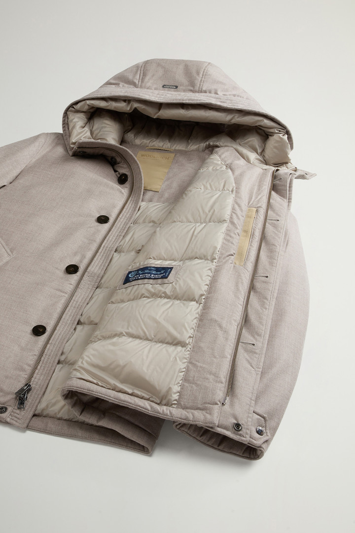 Short Parka in Wool-Silk Blend Crafted Using a Loro Piana Fabric Gray photo 8 | Woolrich