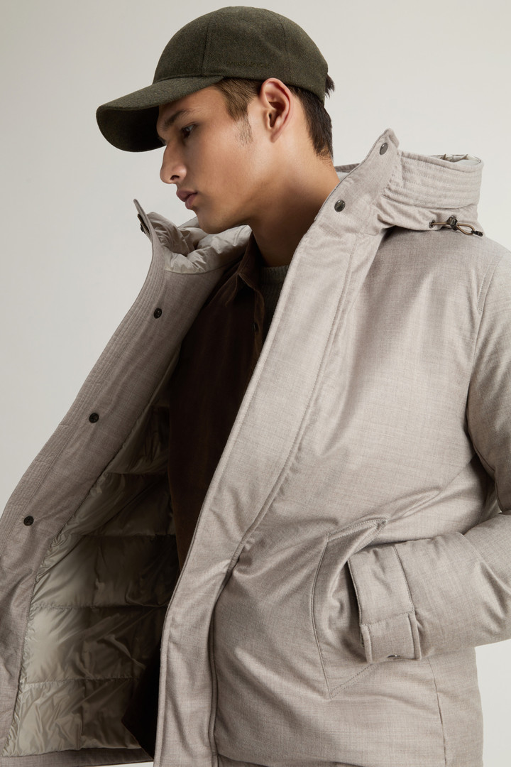 Short Parka in Wool-Silk Blend Crafted Using a Loro Piana Fabric Gray photo 4 | Woolrich