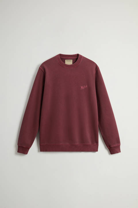 Sweat-shirt à col rond teint en pièce en pur coton avec logo brodé Violet photo 2 | Woolrich