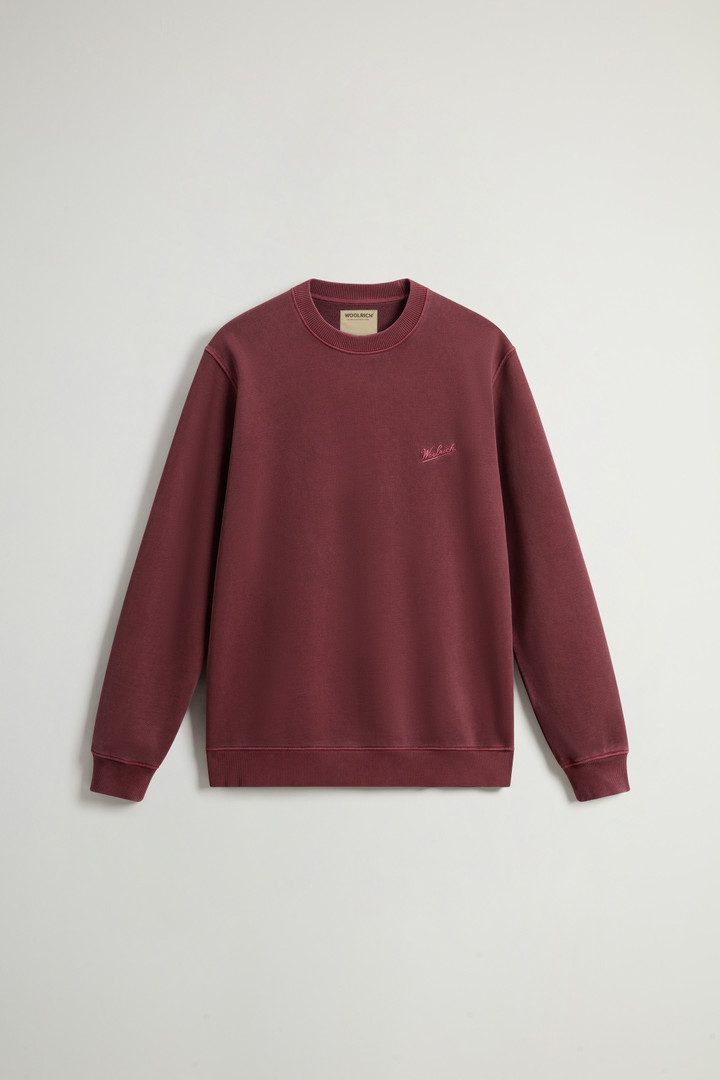 Garment-Dyed Crewneck Sweatshirt in Pure Cotton with Embroidered Logo Purple photo 5 | Woolrich