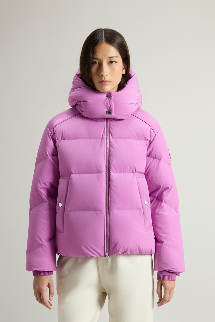 Short Alsea Down Jacket in Stretch Nylon with Detachable Hood Pink photo 1 | Woolrich