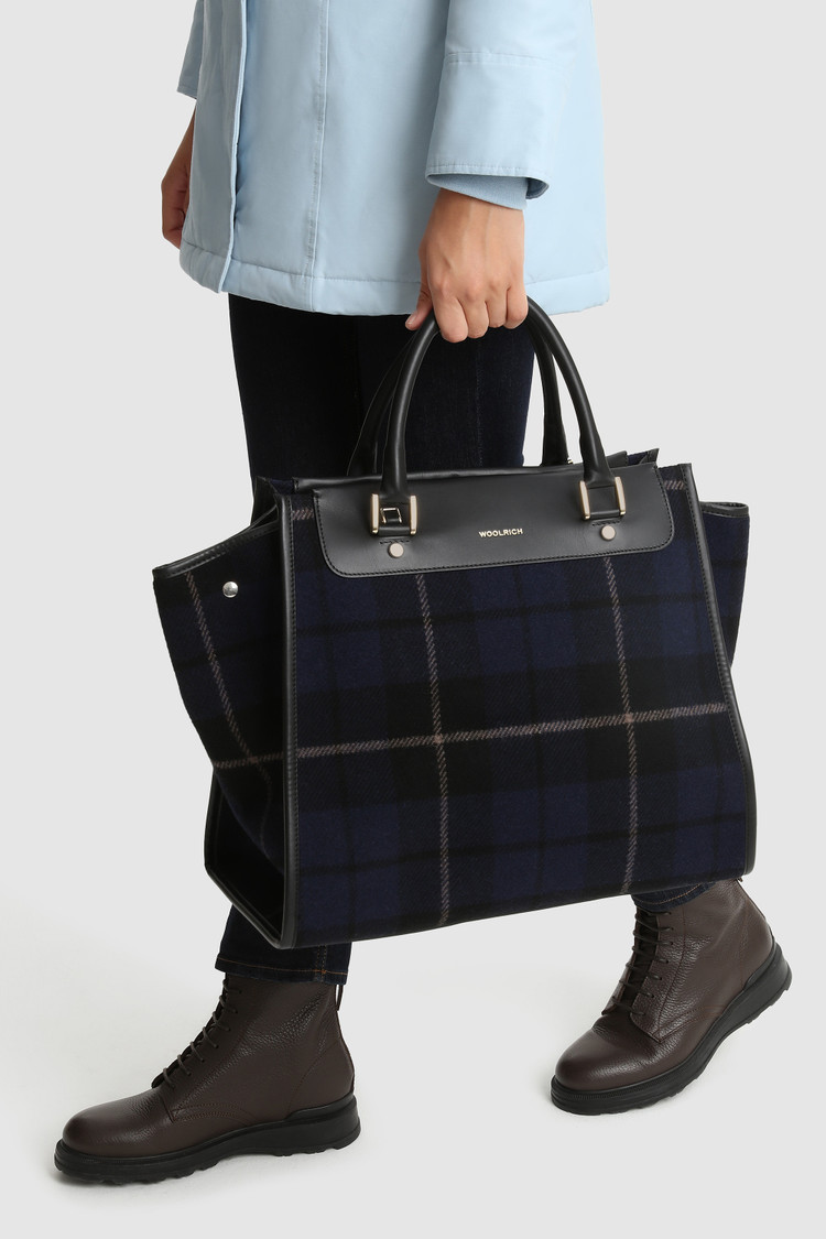 Sac fourre-tout surdimensionné en laine avec motif à carreaux