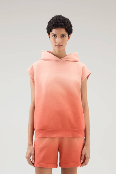 Sleeveless Hoodie in Garment-Dyed Pure Cotton Pink | Woolrich