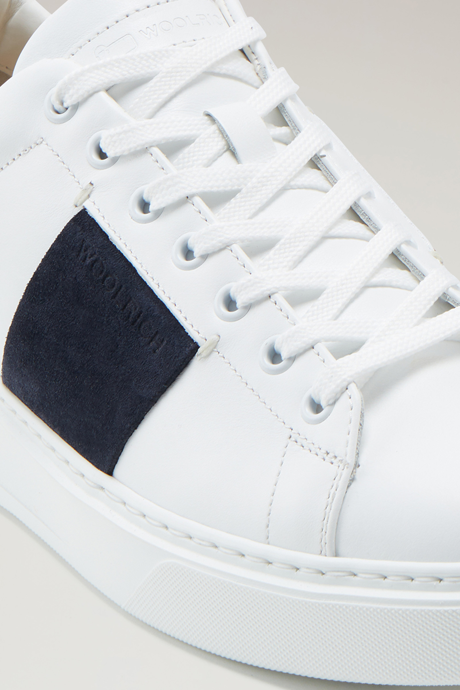 Classic Court Sneakers in Soft Leather with Contrast Suede Side Band White photo 5 | Woolrich