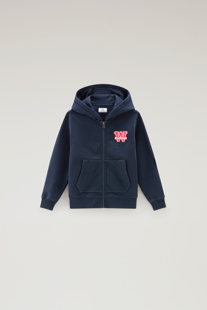 Boys' Zip Hoodie in Pure Cotton Blue photo 1 | Woolrich