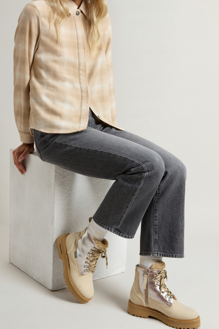 Main Combat Boots in Cowhide and Suede Beige photo 7 | Woolrich