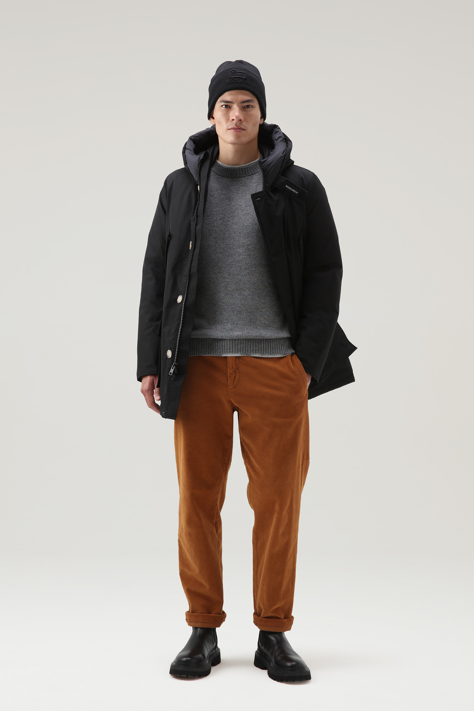 Merino Virgin Wool Crewneck with Tweed-Effect Grey photo 2 | Woolrich
