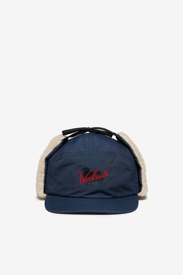 Cotton and Nylon CORDURA Cap with Ear Flaps Blue photo 1 | Woolrich