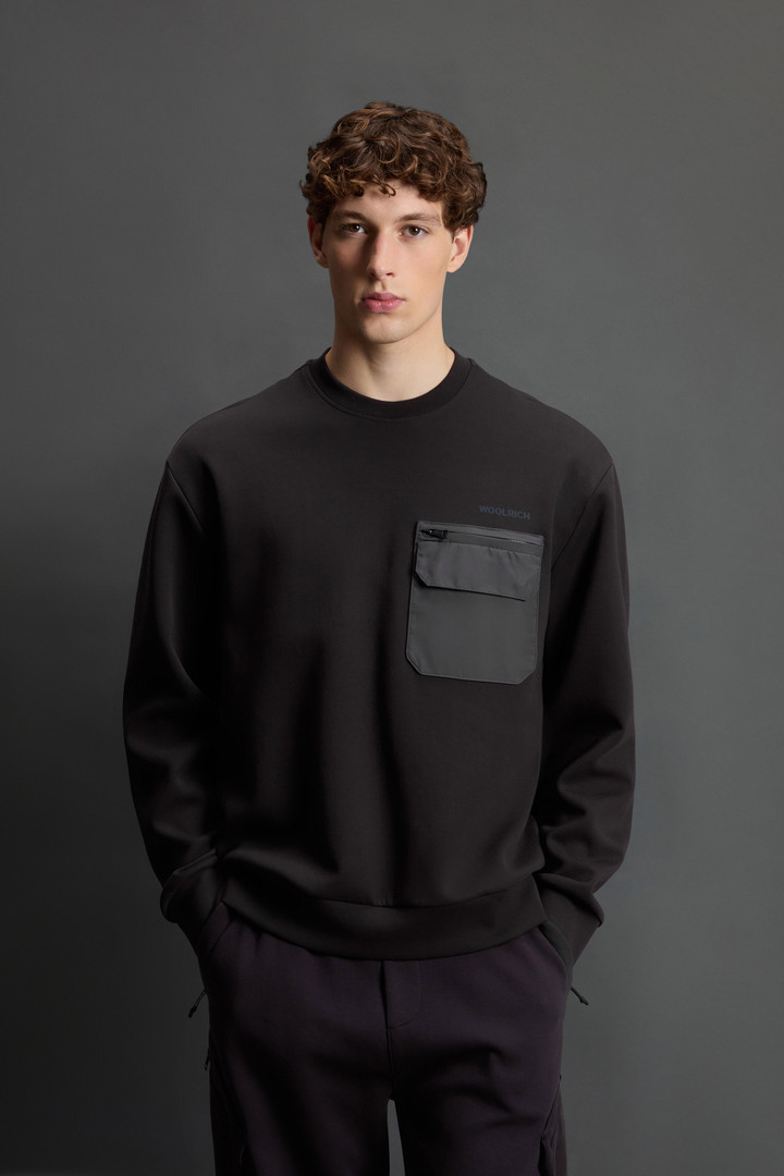 Crewneck Sweatshirt in Cotton Interlock and Nylon Blend by Todd Snyder Black photo 1 | Woolrich