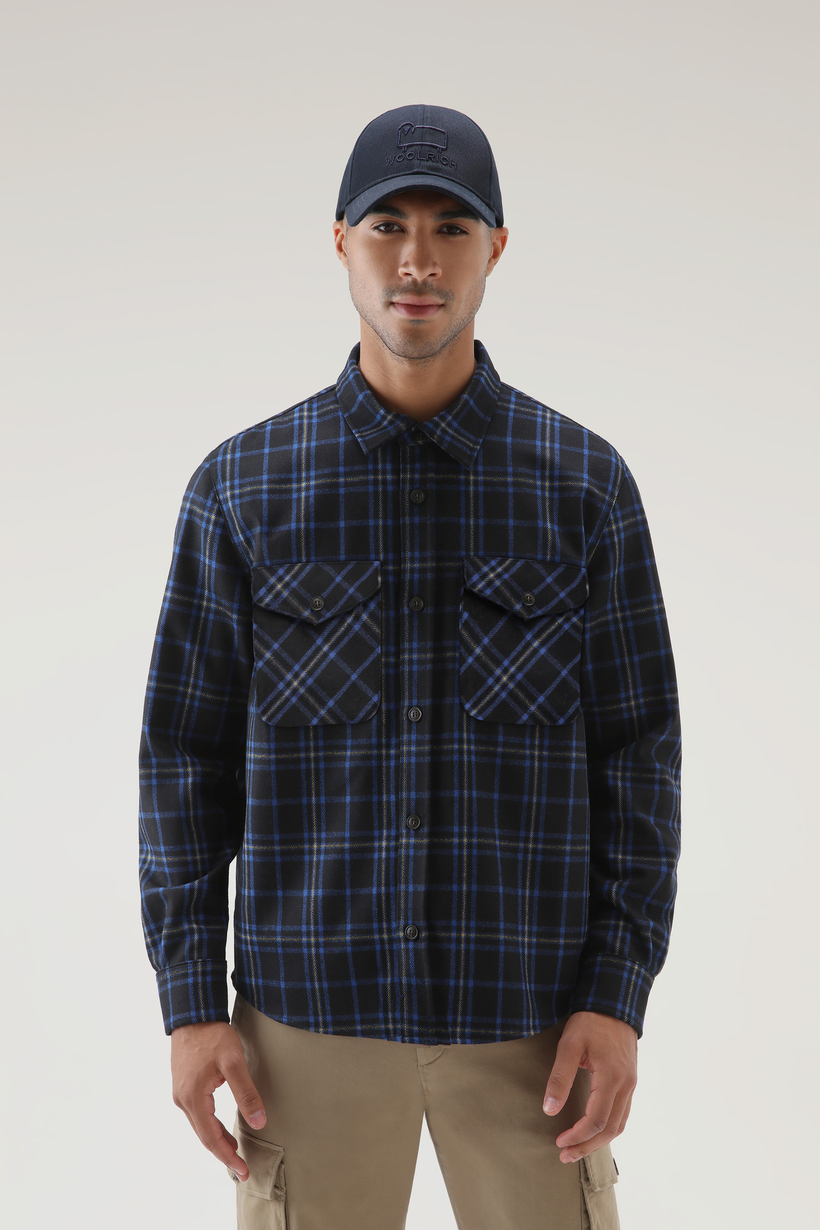 Wool Blend Oxbow Flannel Overshirt - Made in USA - Men - Blue
