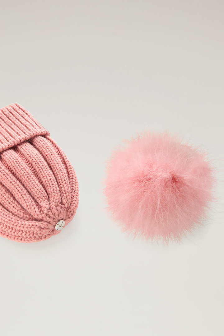 Girls' Beanie in Pure Virgin Wool with Cashmere Pom-Pom Pink photo 4 | Woolrich