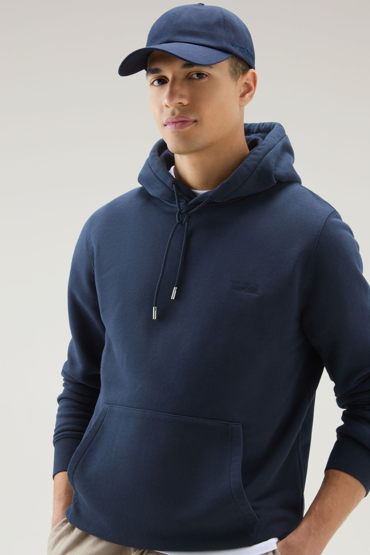 Hoodie in Cotton Fleece with Embroidered Logo Blue photo 4 | Woolrich