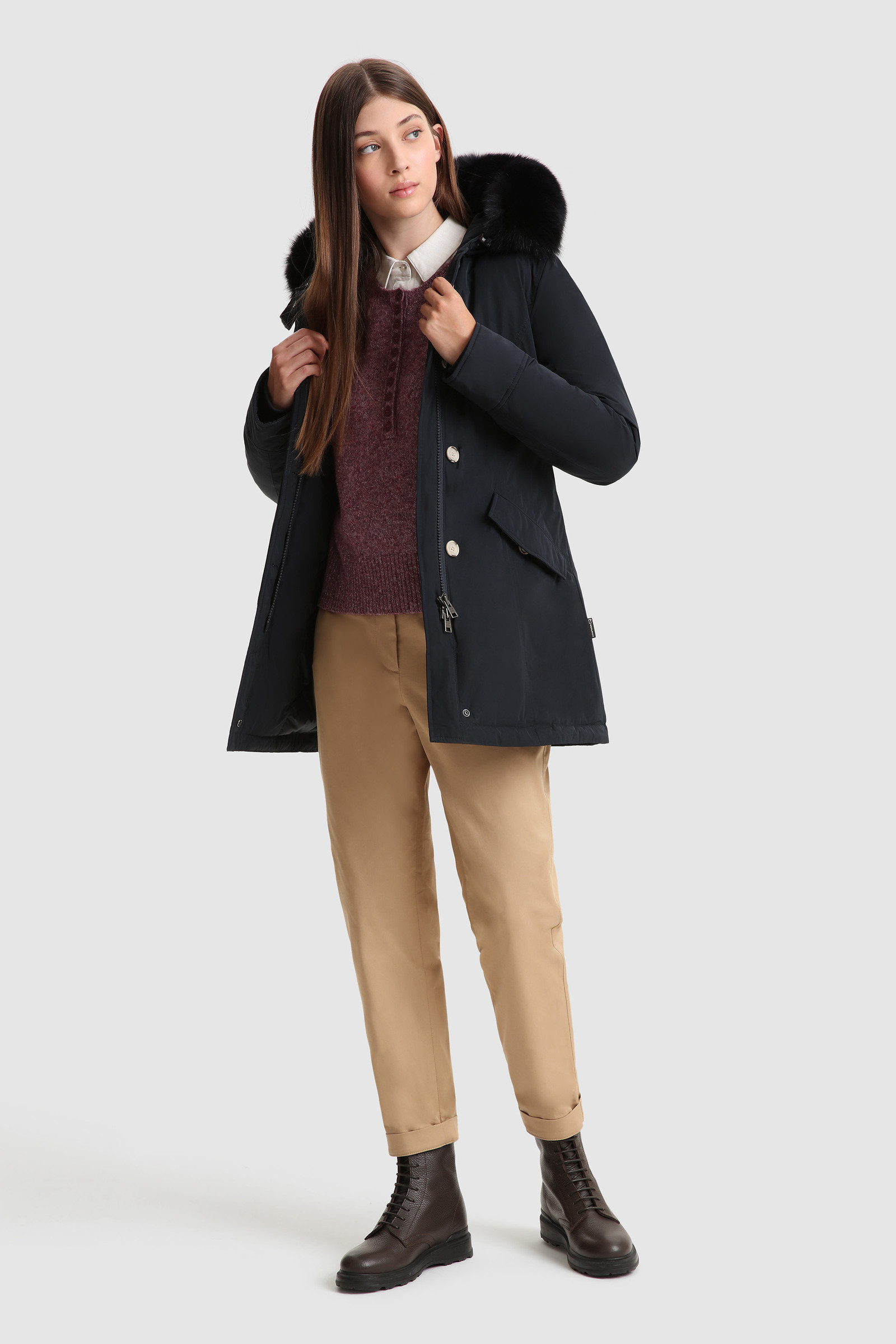 Stretch Henley Sweater in Wool Blend Violet photo 2 | Woolrich