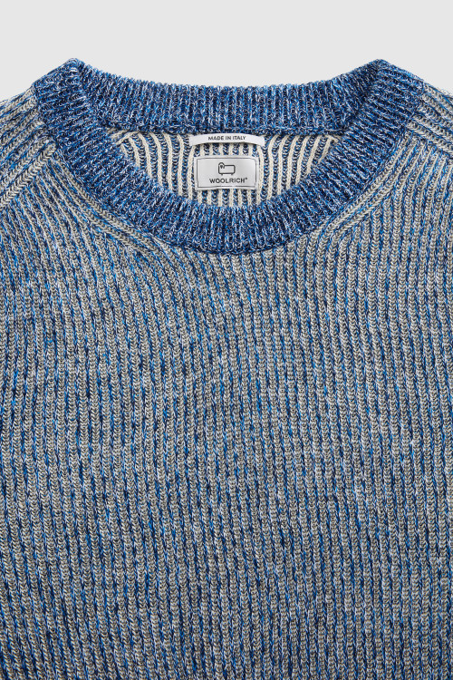 Pullover mit Rundhalsausschnitt aus einer Baumwoll-Leinen-Mischung Blau photo 2 | Woolrich