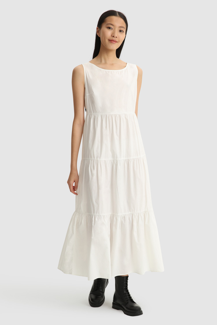 Poplin sleeveless long dress