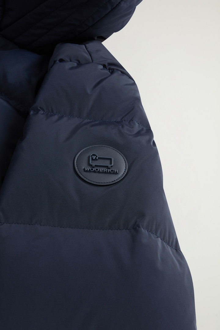 Hooded Alsea Down Jacket in Stretch Nylon Blue photo 7 | Woolrich