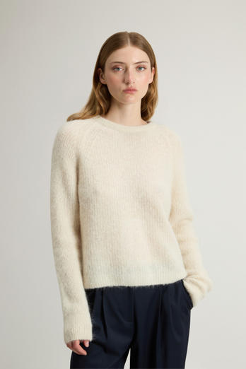Stückgefärbter Pullover mit Rundhalsausschnitt aus Alpaka-Wollmischung Weiß | Woolrich