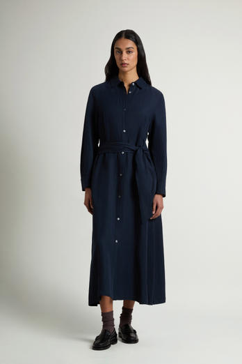 Shirt Dress in Linen Blend with Belt Blue photo 1 | Woolrich