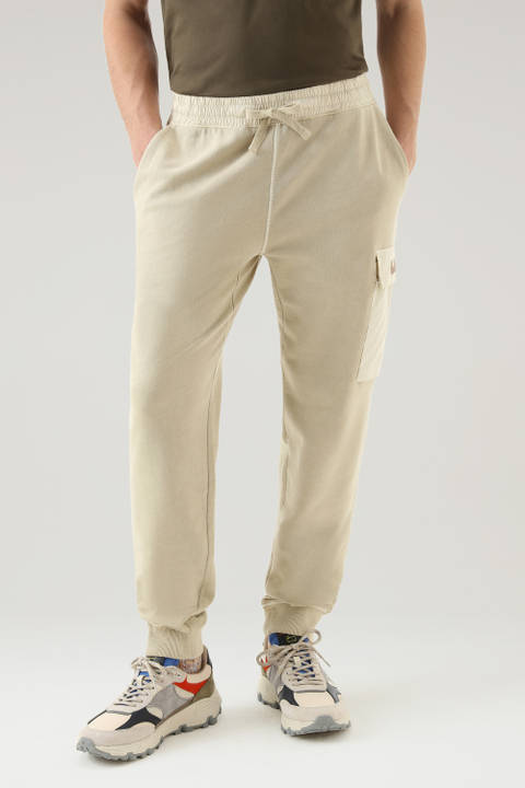 Pantalon cargo teint en pièce en pur coton Beige | Woolrich
