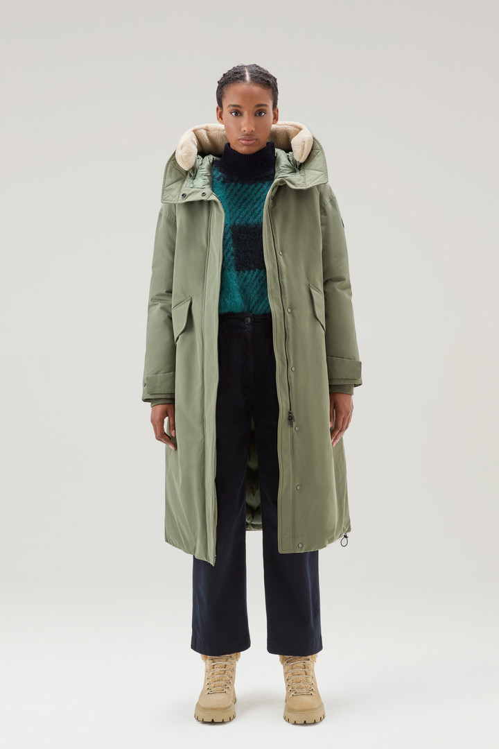 Women's Long Parka in Brushed Ramar Cloth green Woolrich US
