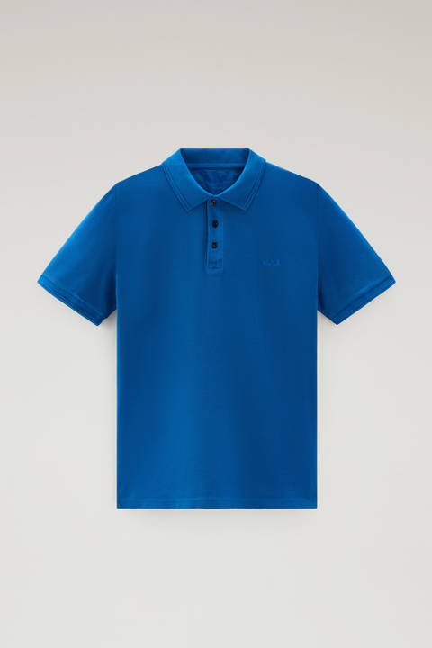 Garment-Dyed Mackinack Polo in Stretch Cotton Piquet Blue photo 2 | Woolrich
