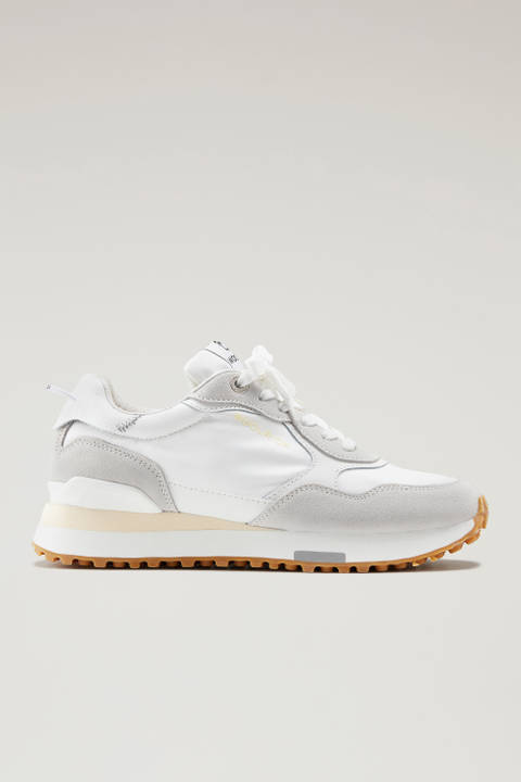 Retro Leather Sneakers with Nylon Details White | Woolrich