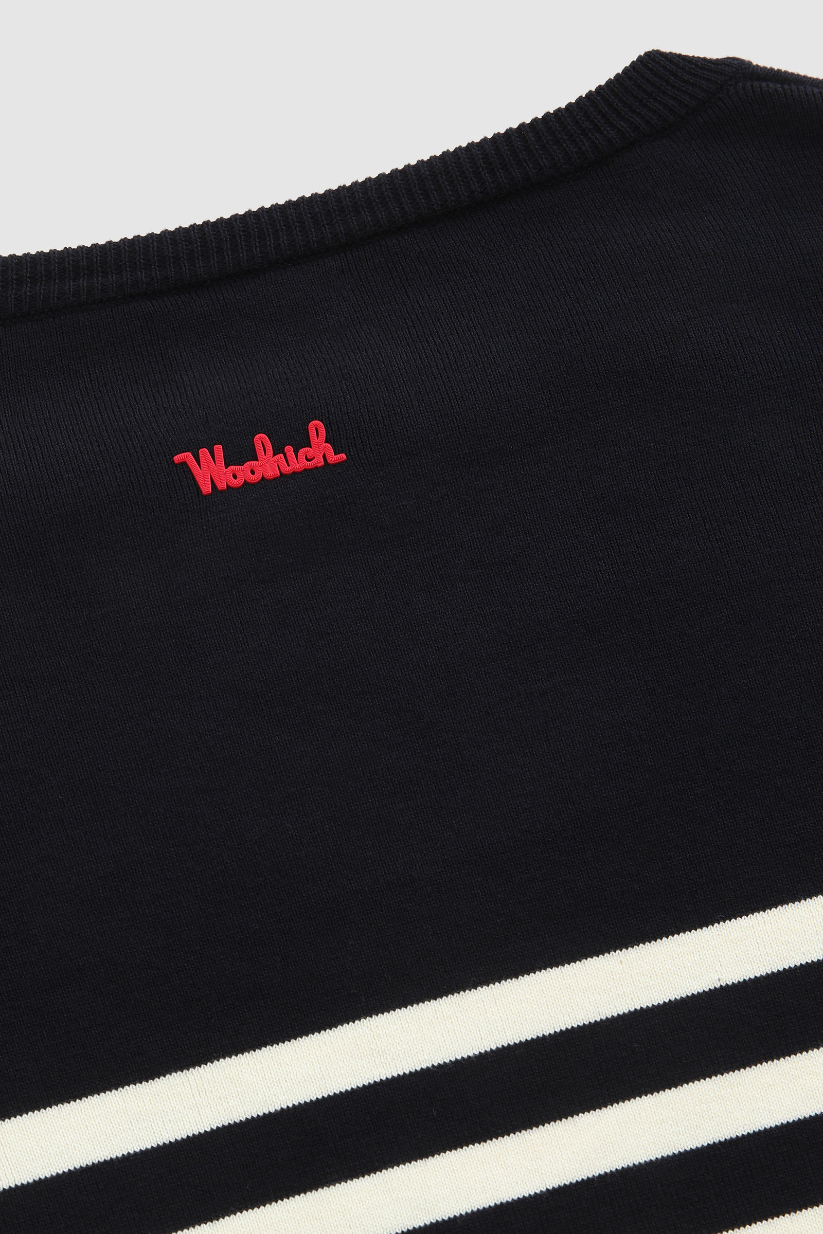 Jersey de cuello redondo de algodón con cuello de canalé azul photo 6 | Woolrich
