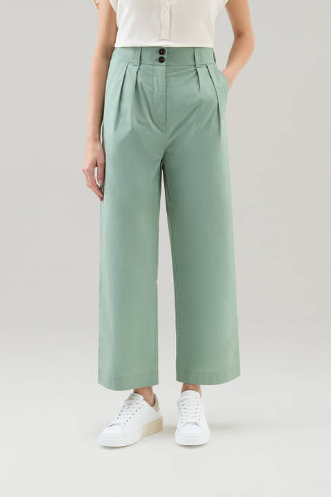 Pure Cotton Poplin Pants Green | Woolrich