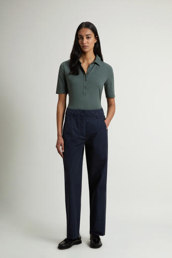 Garment-Dyed Carrot Pants in Pure Cotton Poplin Blue photo 1 | Woolrich