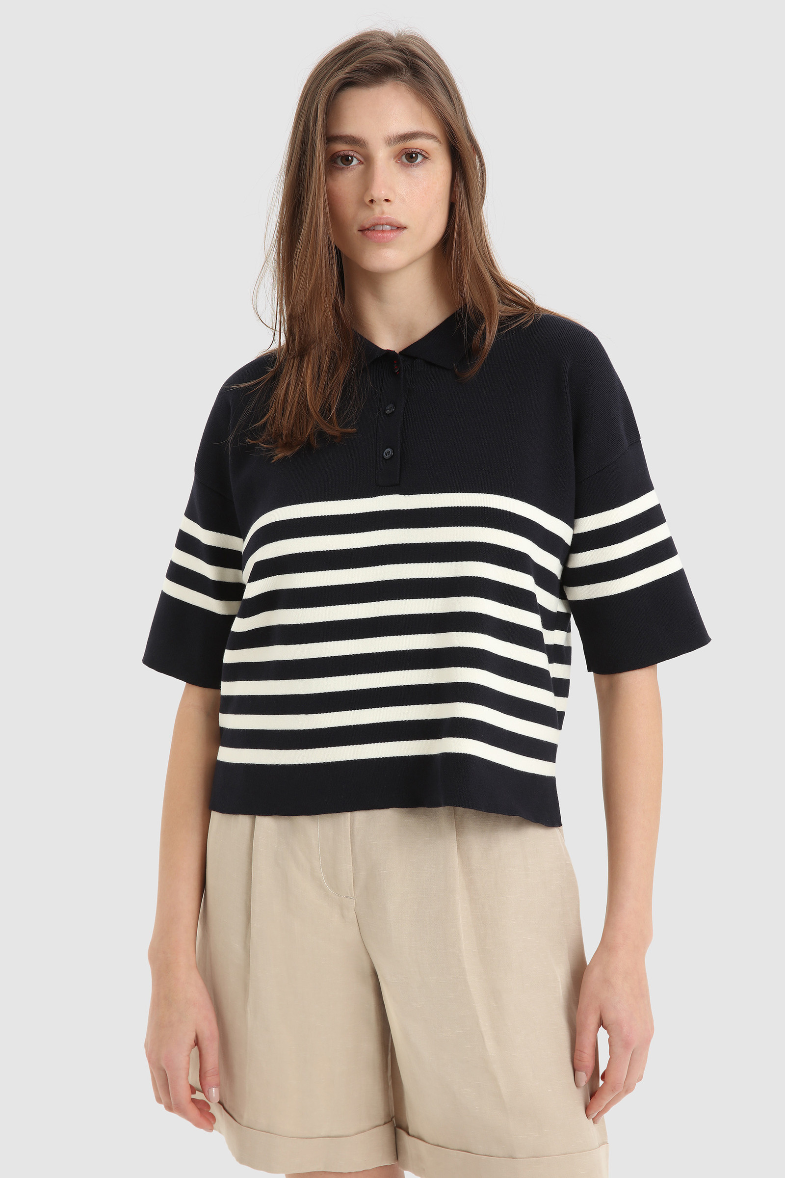 Polo en coton à rayures bleu | Woolrich