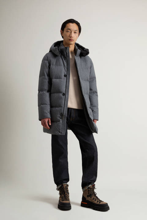 Luxe Long Parka in Vitale Barberis Canonico Wool Gray | Woolrich