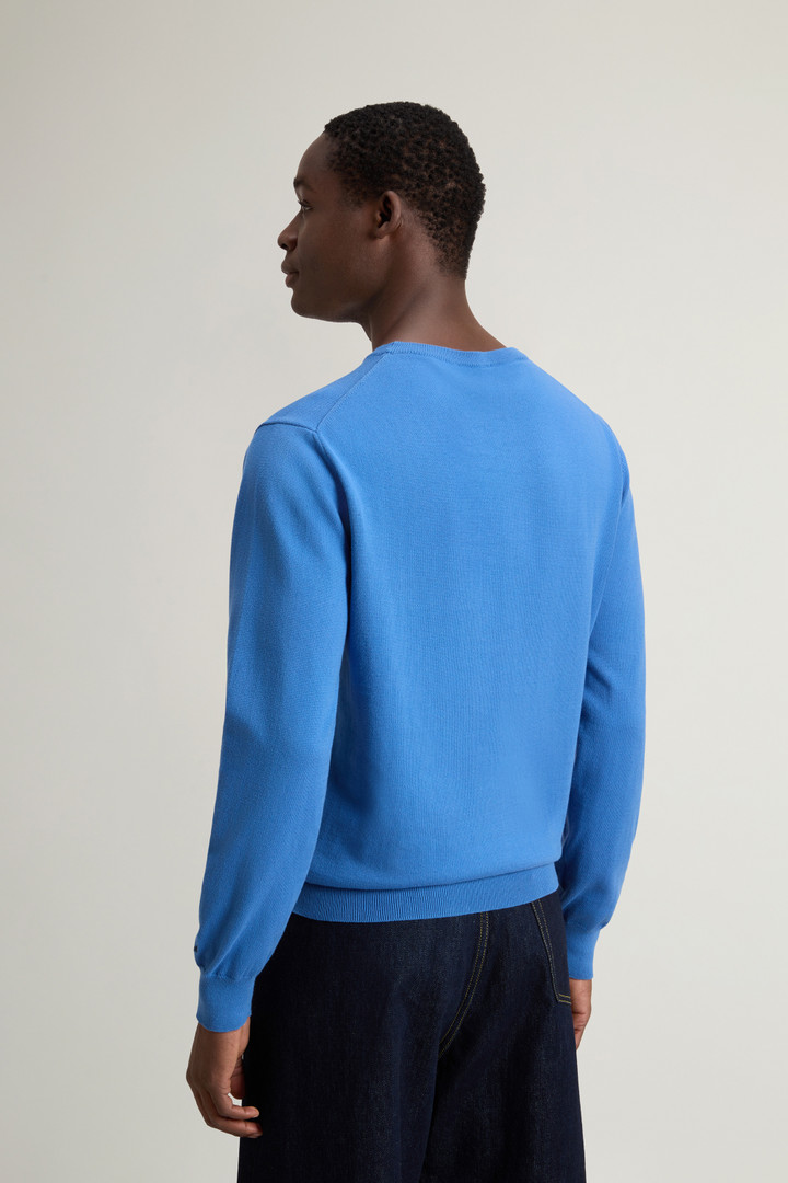 Crewneck Sweater in Pure Cotton with Embroidered Logo Blue photo 3 | Woolrich