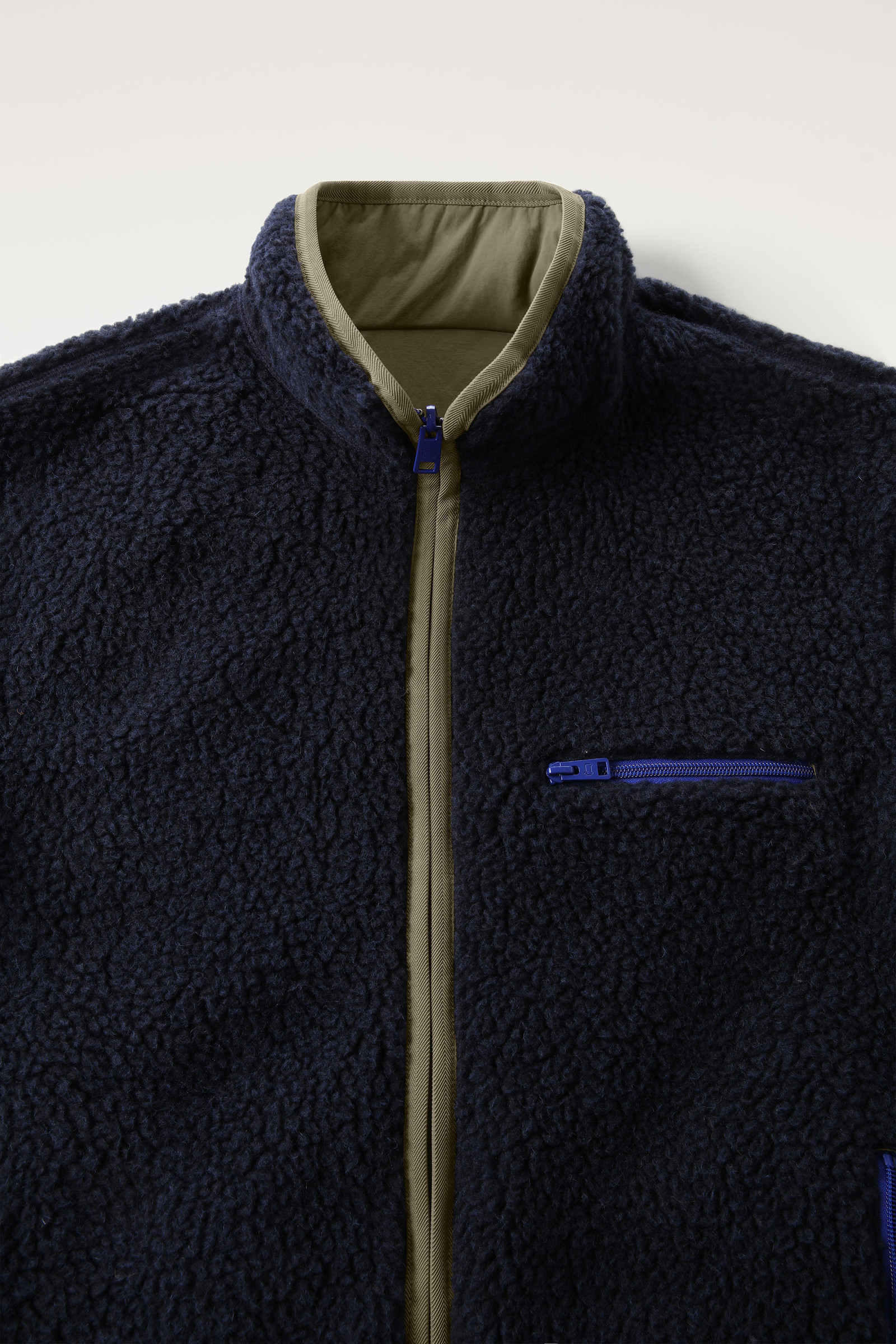 Reversible Curly Fleece in Recycled Sherpa and Taslan Blue photo 2 | Woolrich