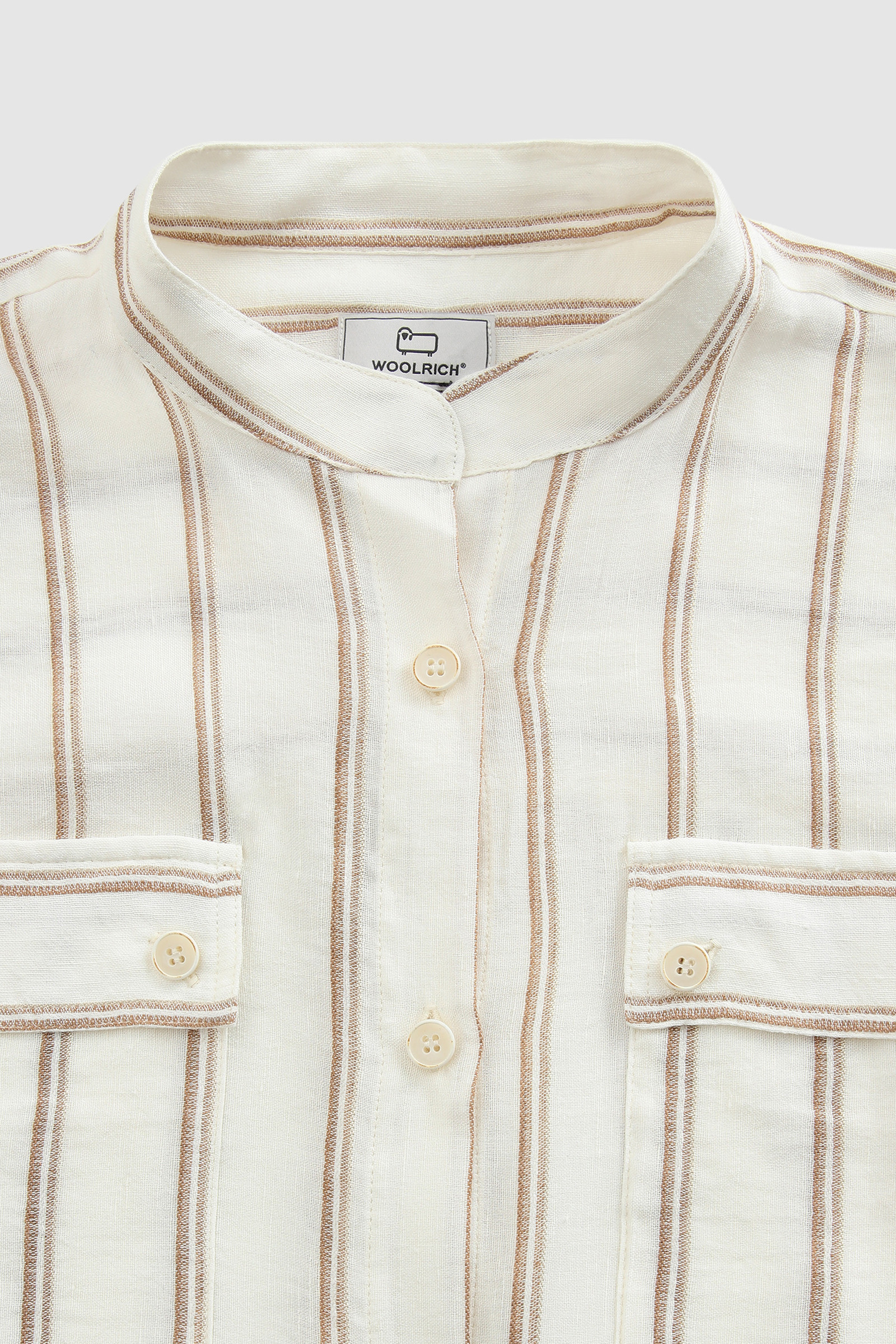 Striped Linen Blend Shirt White photo 5 | Woolrich