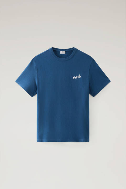 T-Shirt in Pure Cotton with Western Graphic On The Back Blue photo 2 | Woolrich